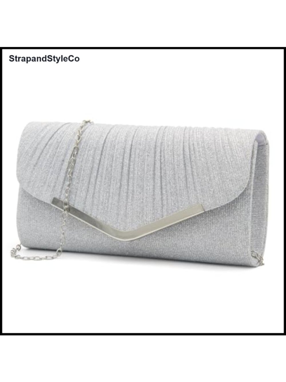 Sequin Envelope Clutch Evening Bag with Crossbody Chain Strap